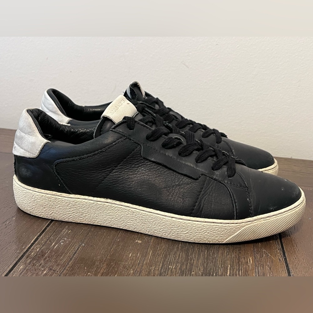 AllSaints Sheer Black Leather Distressed Sneakers Size 38 Women’s US size 8